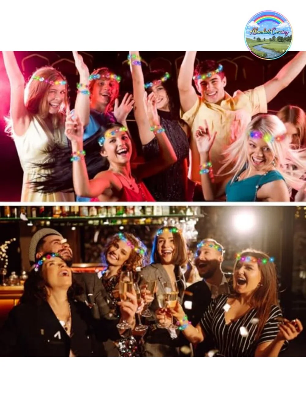 100 PCS LED Flower Crowns Light Up Headbands, Glow in the Dark for Party